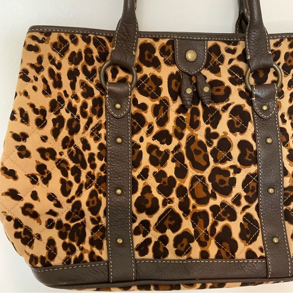 J. Crew Tote leopard print quilted canvas with leather tassel accents - Picture 15 of 16